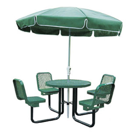 Round Angle Iron Picnic Table with Four Chairs